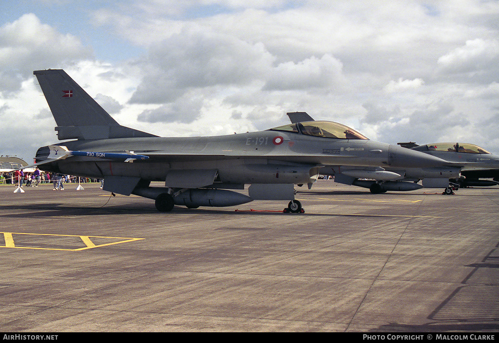 Aircraft Photo of E-191 | General Dynamics F-16A Fighting Falcon | Denmark - Air Force | AirHistory.net #89047