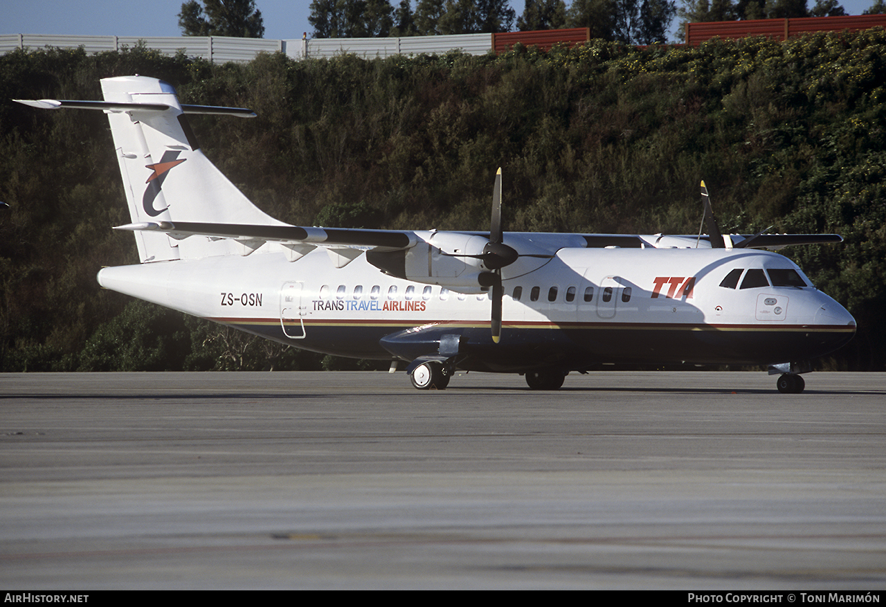 Aircraft Photo of ZS-OSN | ATR ATR-42-300 | TransTravel Airlines - TTA | AirHistory.net #91023
