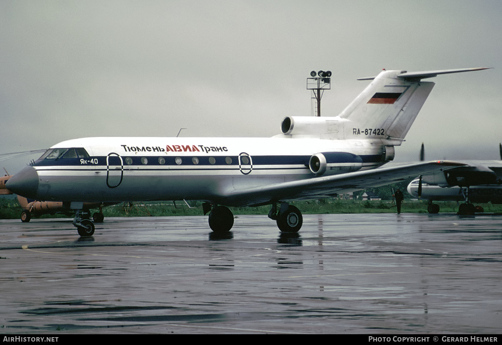 Aircraft Photo of RA-87422 | Yakovlev Yak-40 | Tyumen Avia Trans | AirHistory.net #91168