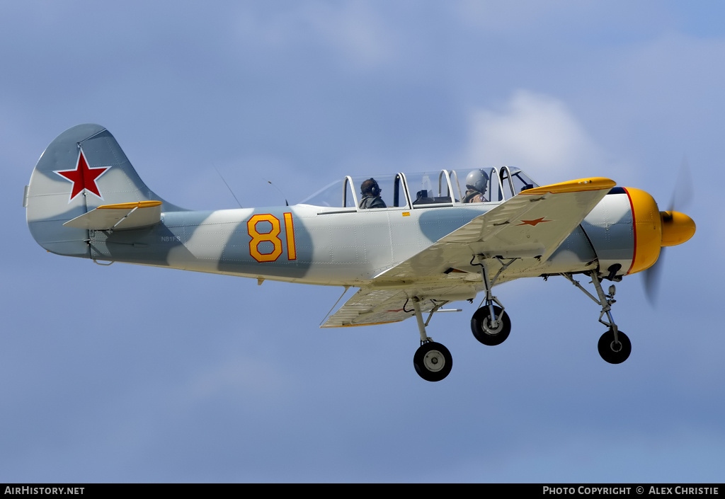 Aircraft Photo of N81FS / 81 yellow | Yakovlev Yak-52 | Soviet Union - Air Force | AirHistory.net #91769