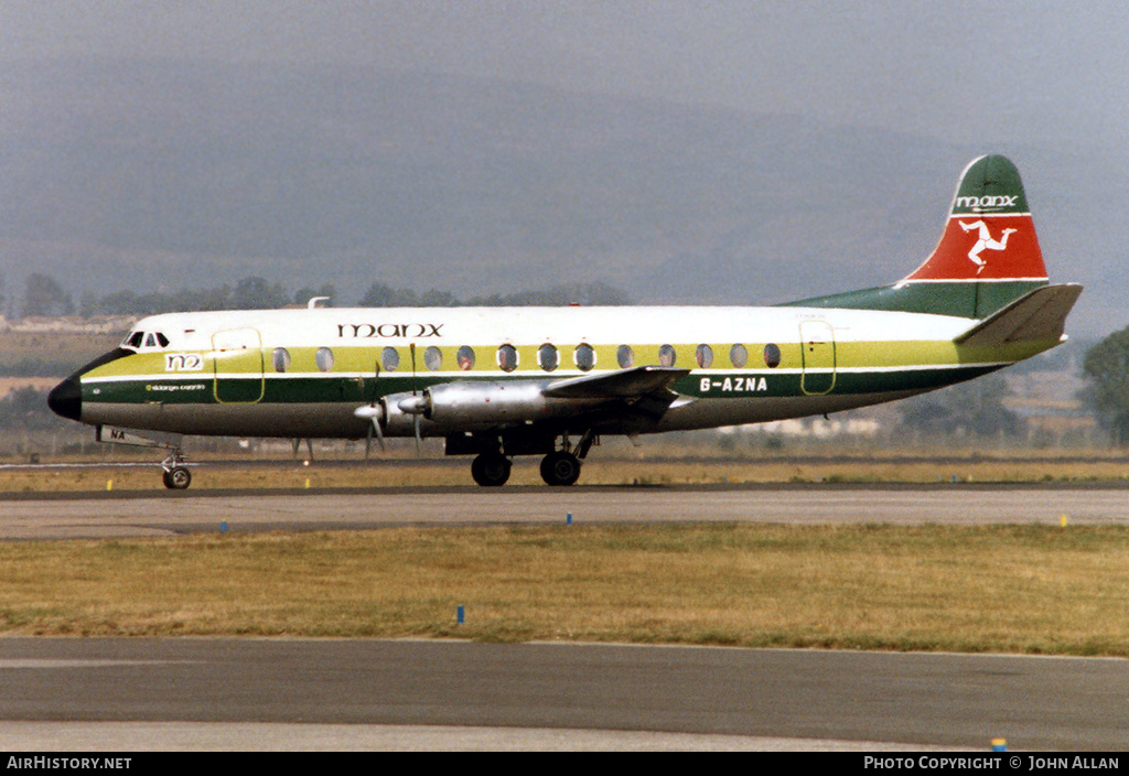 Aircraft Photo of G-AZNA | Vickers 813 Viscount | Manx Airlines | AirHistory.net #91931