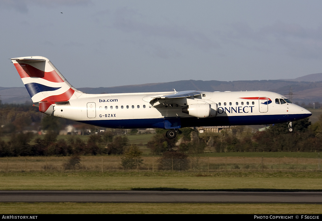 Aircraft Photo of G-BZAX | British Aerospace Avro 146-RJ100 | BA Connect | AirHistory.net #92094