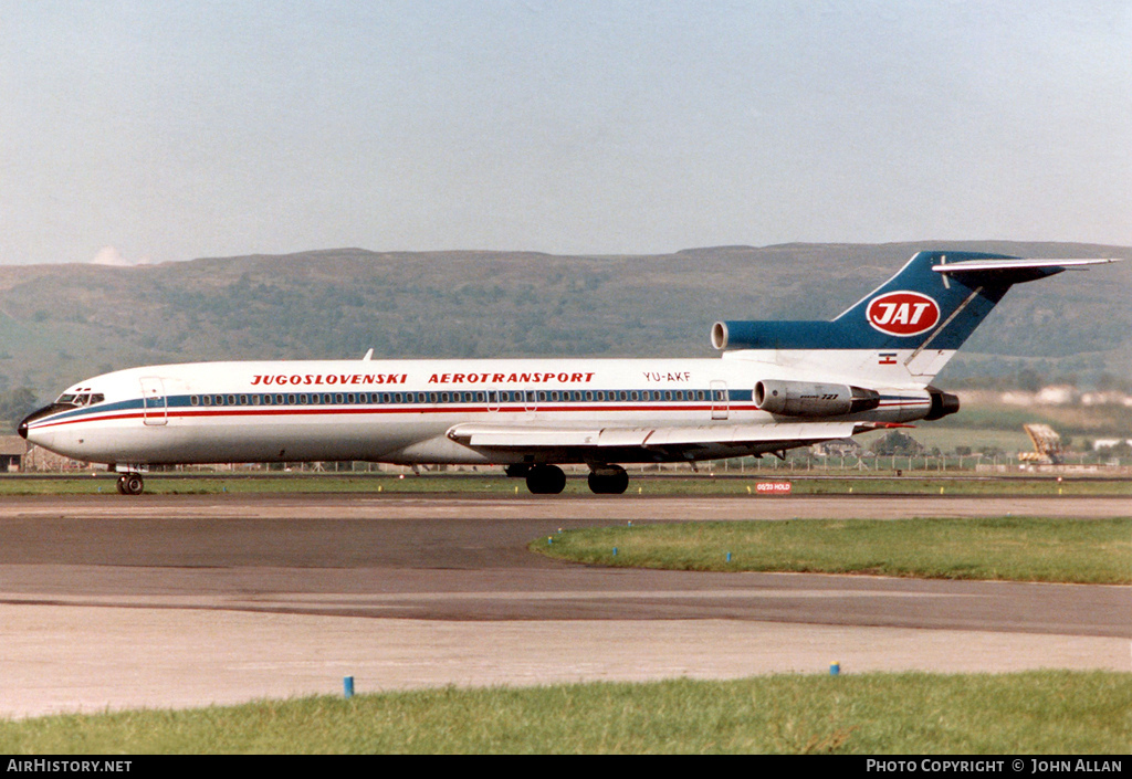 Aircraft Photo of YU-AKF | Boeing 727-2H9/Adv | JAT Yugoslav Airlines - Jugoslovenski Aerotransport | AirHistory.net #92586