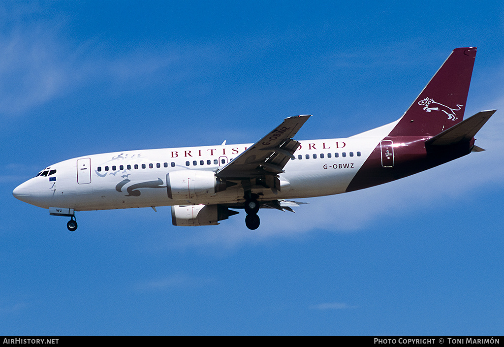 Aircraft Photo of G-OBWZ | Boeing 737-3Q8 | British World Airlines | AirHistory.net #92989