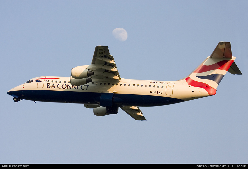 Aircraft Photo of G-BZAX | British Aerospace Avro 146-RJ100 | BA Connect | AirHistory.net #93075