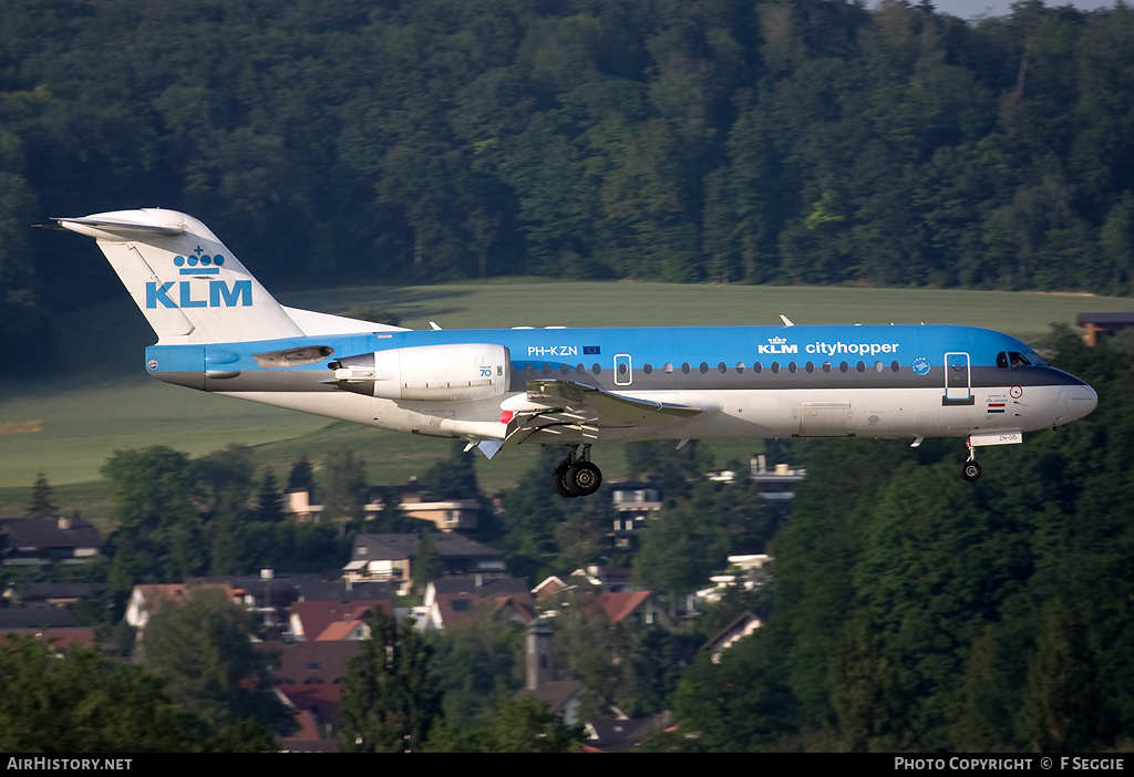 Aircraft Photo of PH-KZN | Fokker 70 (F28-0070) | KLM Cityhopper | AirHistory.net #93101
