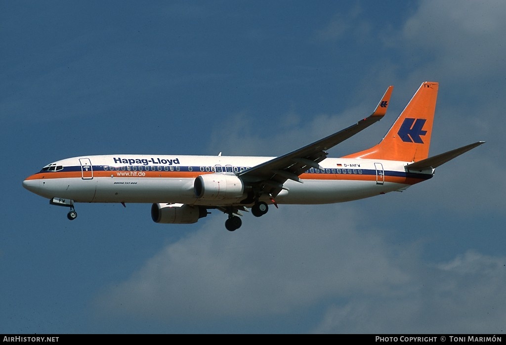 Aircraft Photo of D-AHFW | Boeing 737-8K5 | Hapag-Lloyd | AirHistory.net #93579