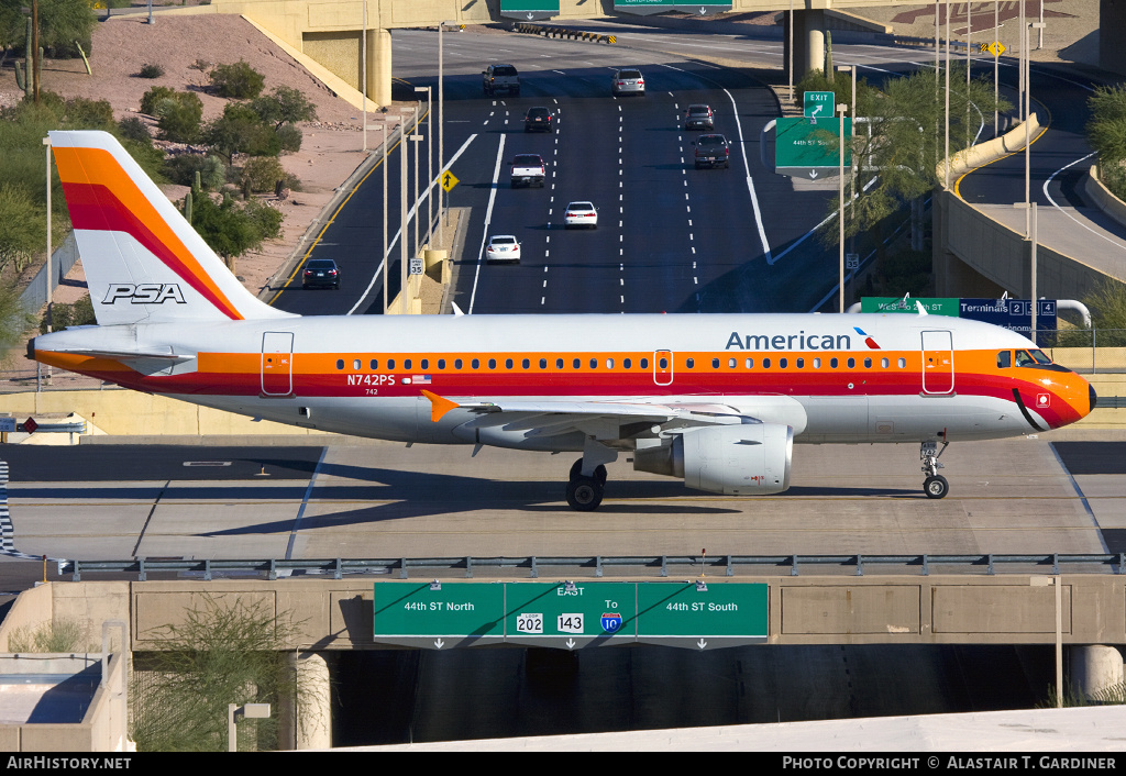 Aircraft Photo of N742PS | Airbus A319-112 | American Airlines | PSA - Pacific Southwest Airlines | AirHistory.net #94015
