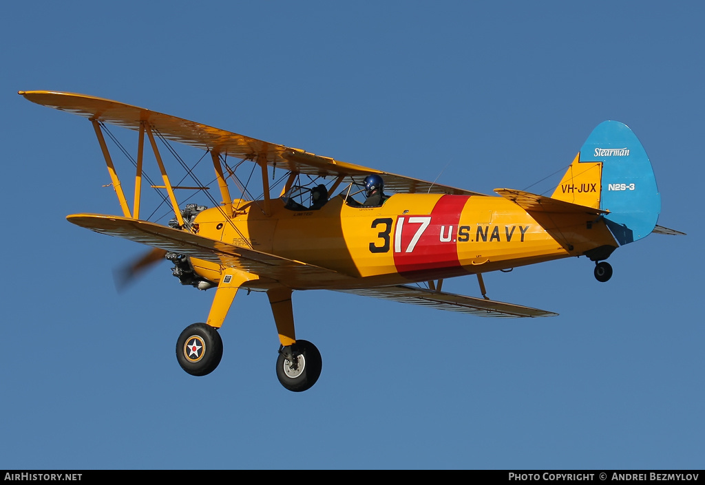 Aircraft Photo of VH-JUX | Boeing PT-17 Kaydet (A75N1) | USA - Navy | AirHistory.net #95667