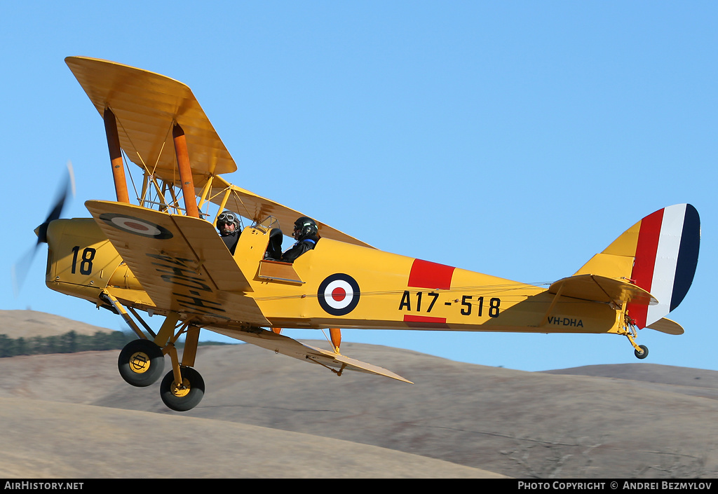 Aircraft Photo of VH-DHA / A17-518 | De Havilland D.H. 82A Tiger Moth | Australia - Air Force | AirHistory.net #95963