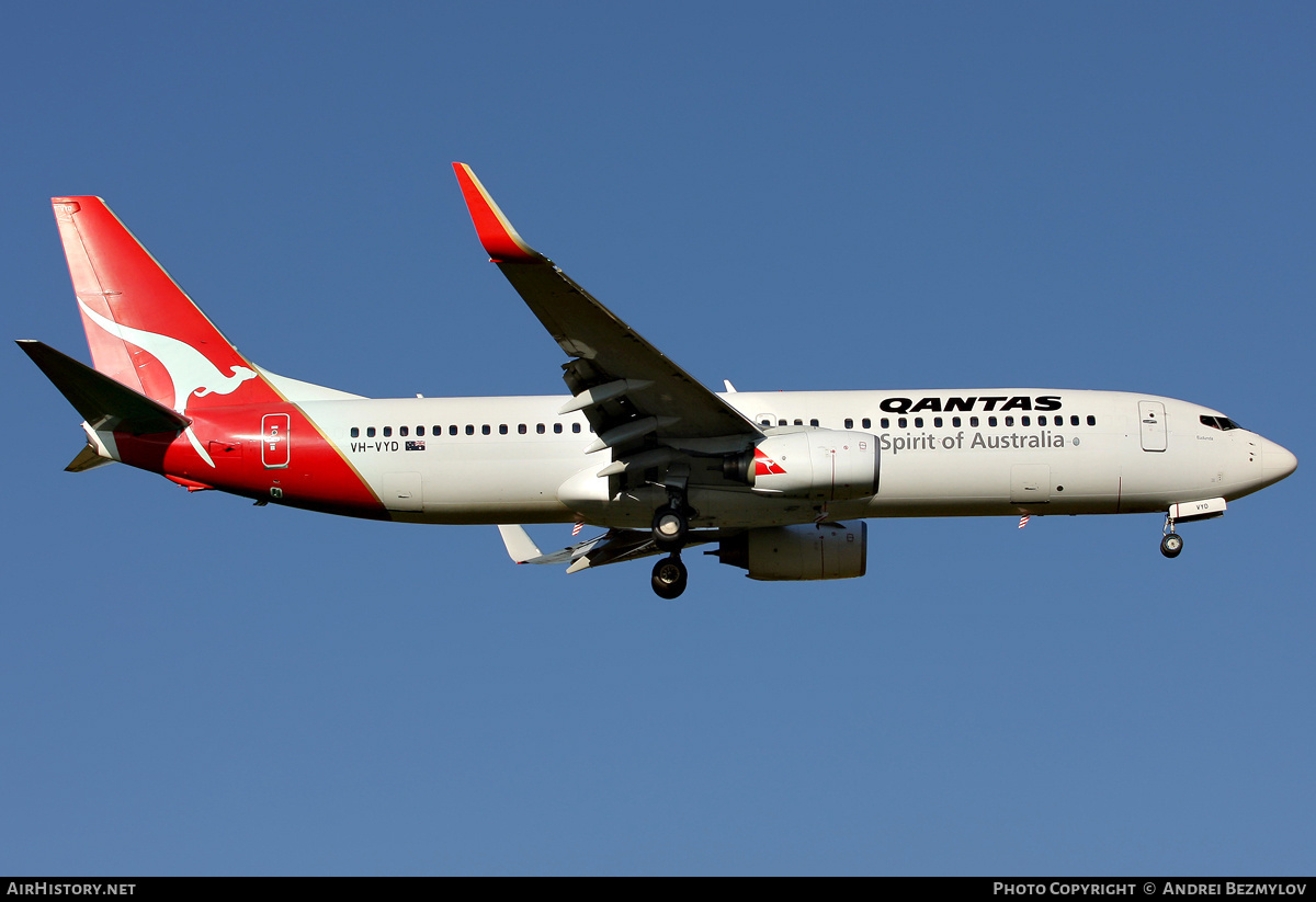 Aircraft Photo of VH-VYD | Boeing 737-838 | Qantas | AirHistory.net #96071