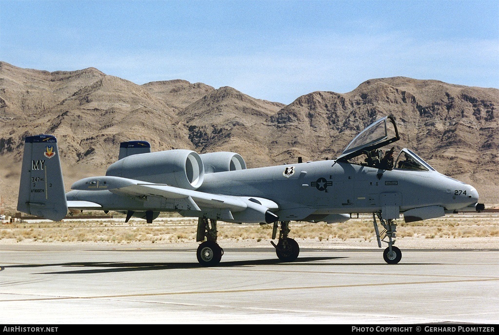 Aircraft Photo of 80-0274 | Fairchild A-10A Thunderbolt II | USA - Air Force | AirHistory.net #97768
