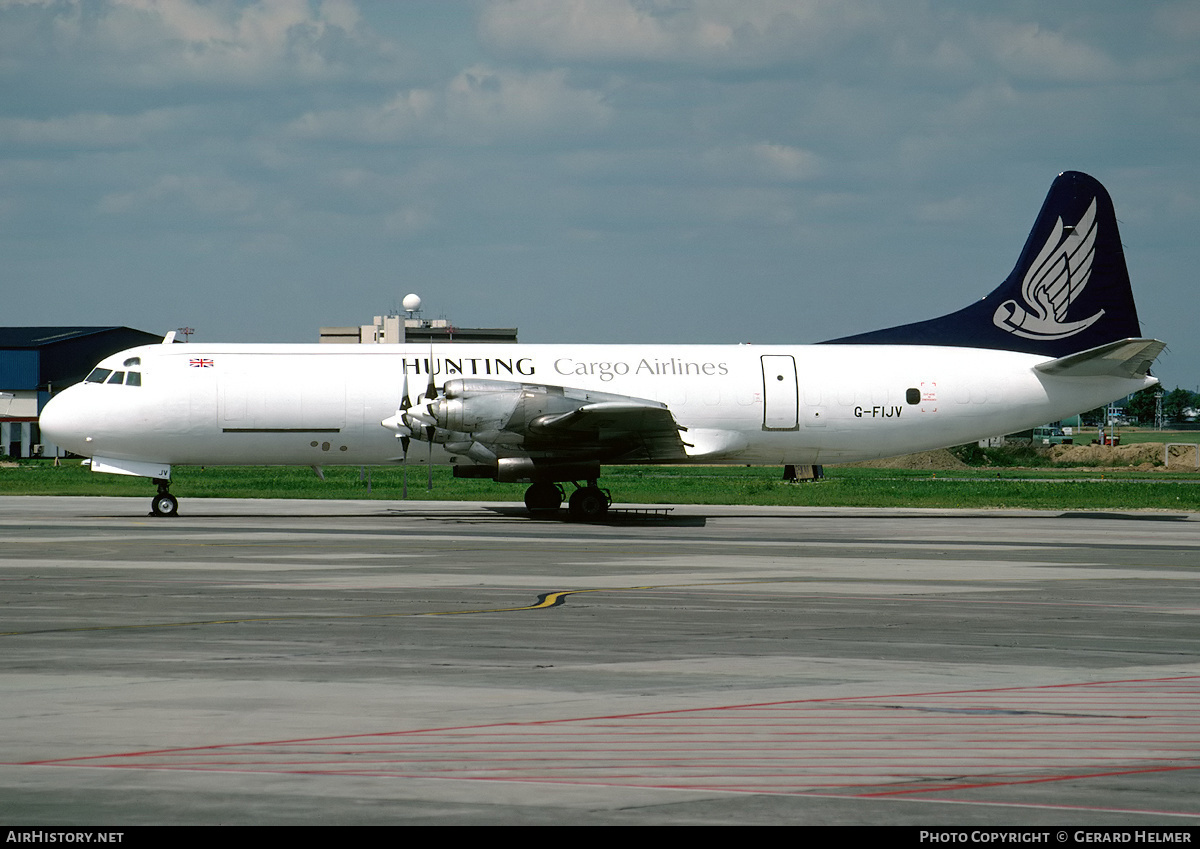 Aircraft Photo of G-FIJV | Lockheed L-188C(F) Electra | Hunting Cargo Airlines | AirHistory.net #98057