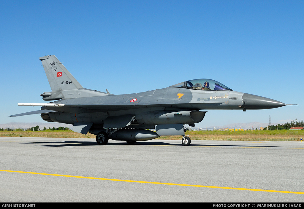 Aircraft Photo of 89-0024 | General Dynamics F-16CG Night Falcon | Turkey - Air Force | AirHistory.net #98883
