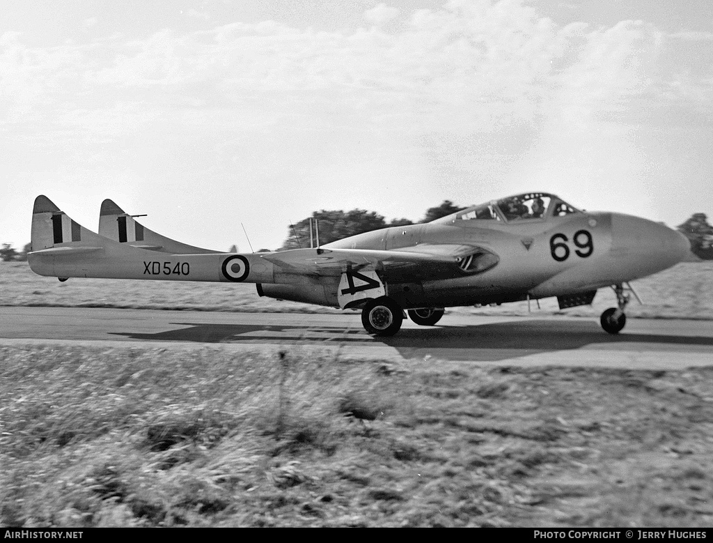 Aircraft Photo of XD540 | De Havilland D.H. 115 Vampire T11 | UK - Air Force | AirHistory.net #99125