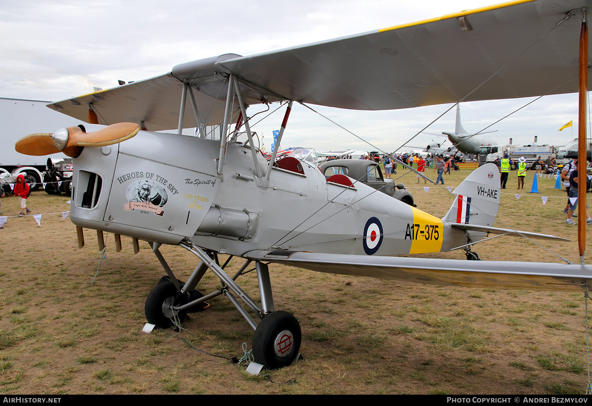 Aircraft Photo of VH-AKE / A17-375 | De Havilland D.H. 82A Tiger Moth | Australia - Air Force | AirHistory.net #99319