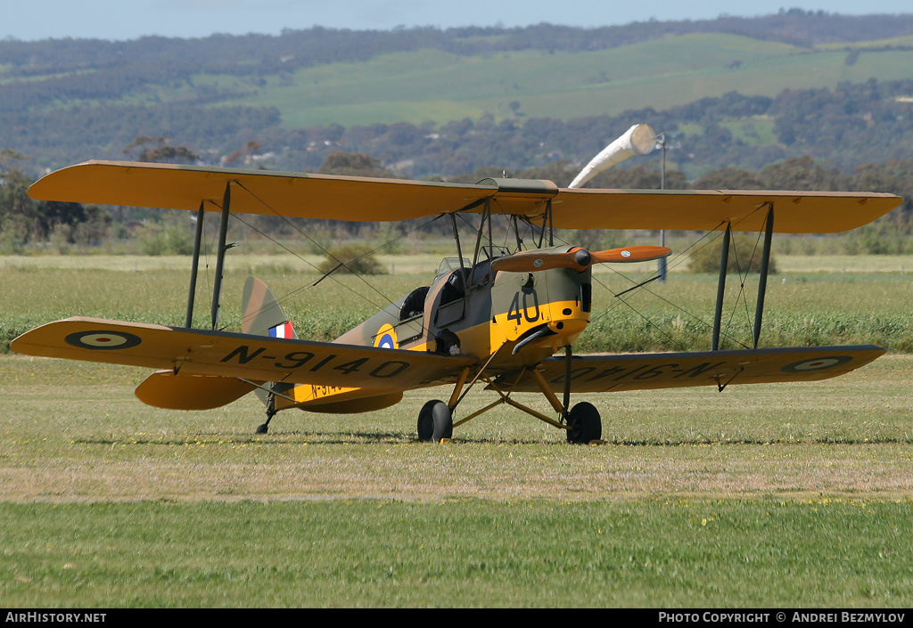 Aircraft Photo of VH-ABL / N9140 | De Havilland D.H. 82A Tiger Moth | UK - Air Force | AirHistory.net #99534