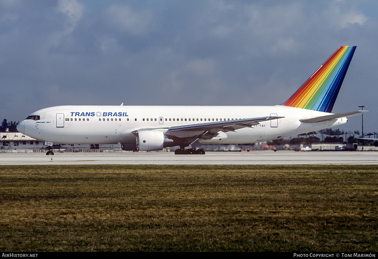 Aircraft Photo of PT-TAK | Boeing 767-2B1/ER | TransBrasil | AirHistory.net #99889