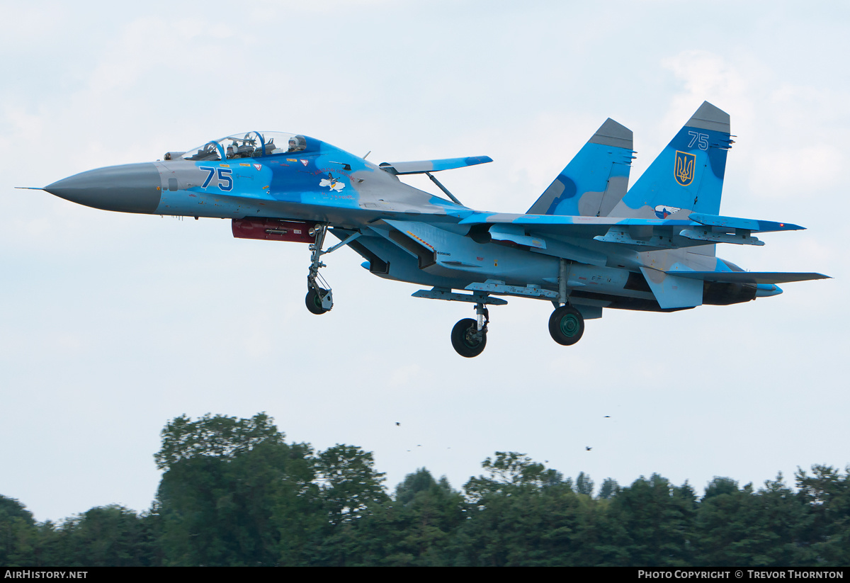 Aircraft Photo of 75 blue | Sukhoi Su-27UB | Ukraine - Air Force | AirHistory.net #104121