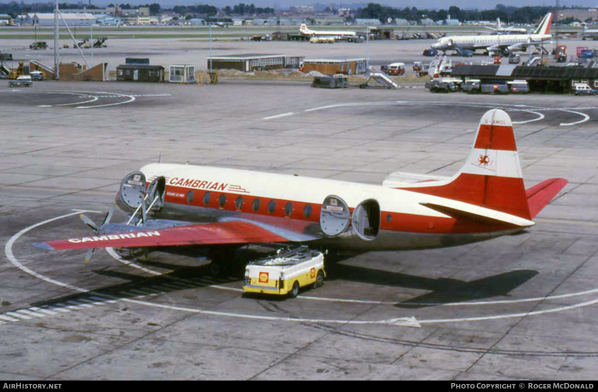 Aircraft Photo of G-AMOL | Vickers 701 Viscount | Cambrian Airways | AirHistory.net #107226