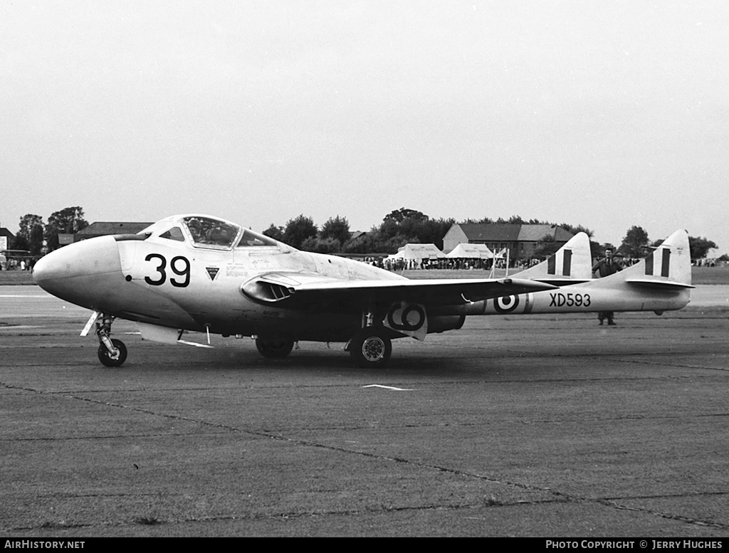 Aircraft Photo of XD593 | De Havilland D.H. 115 Vampire T11 | UK - Air Force | AirHistory.net #108206