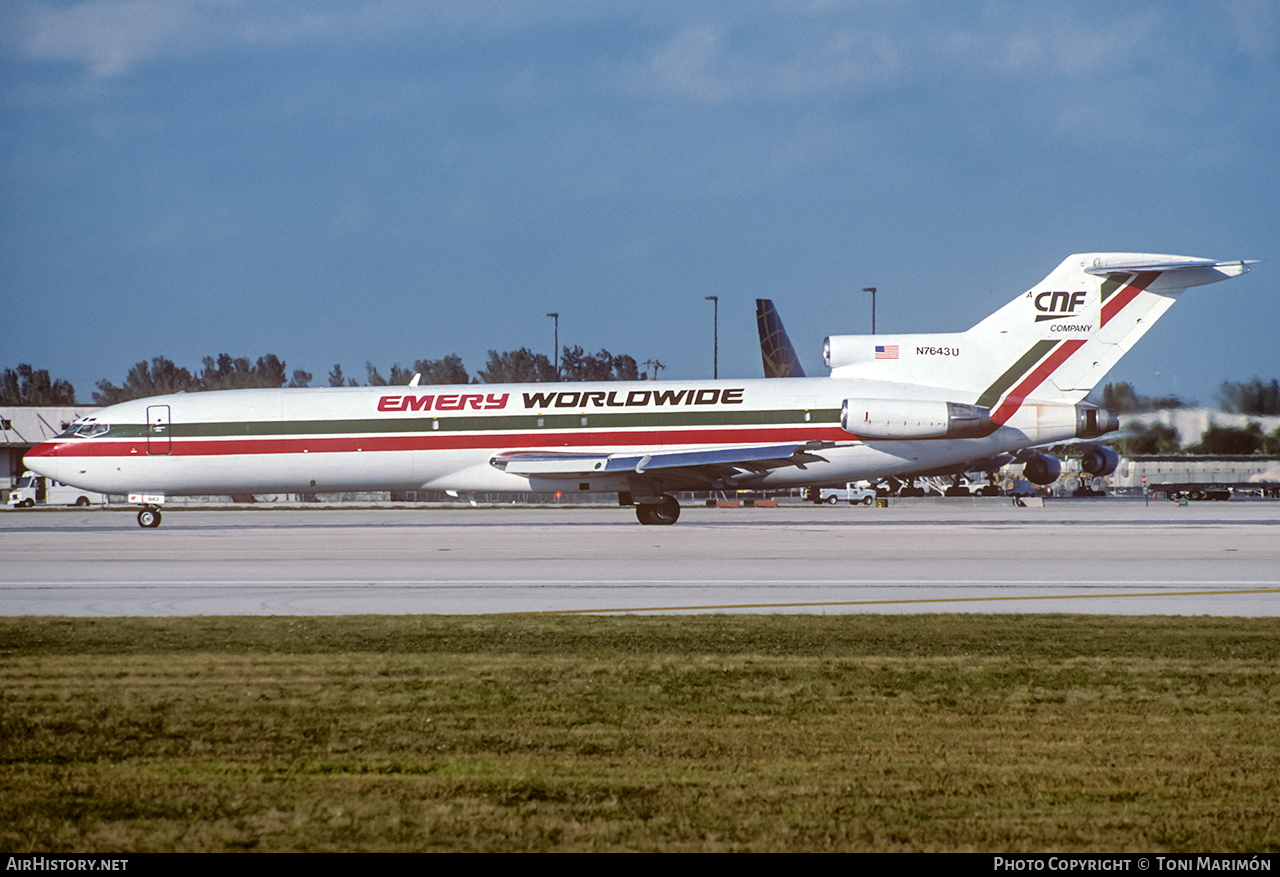 Aircraft Photo of N7643U | Boeing 727-222(F) | Emery Worldwide | AirHistory.net #108366