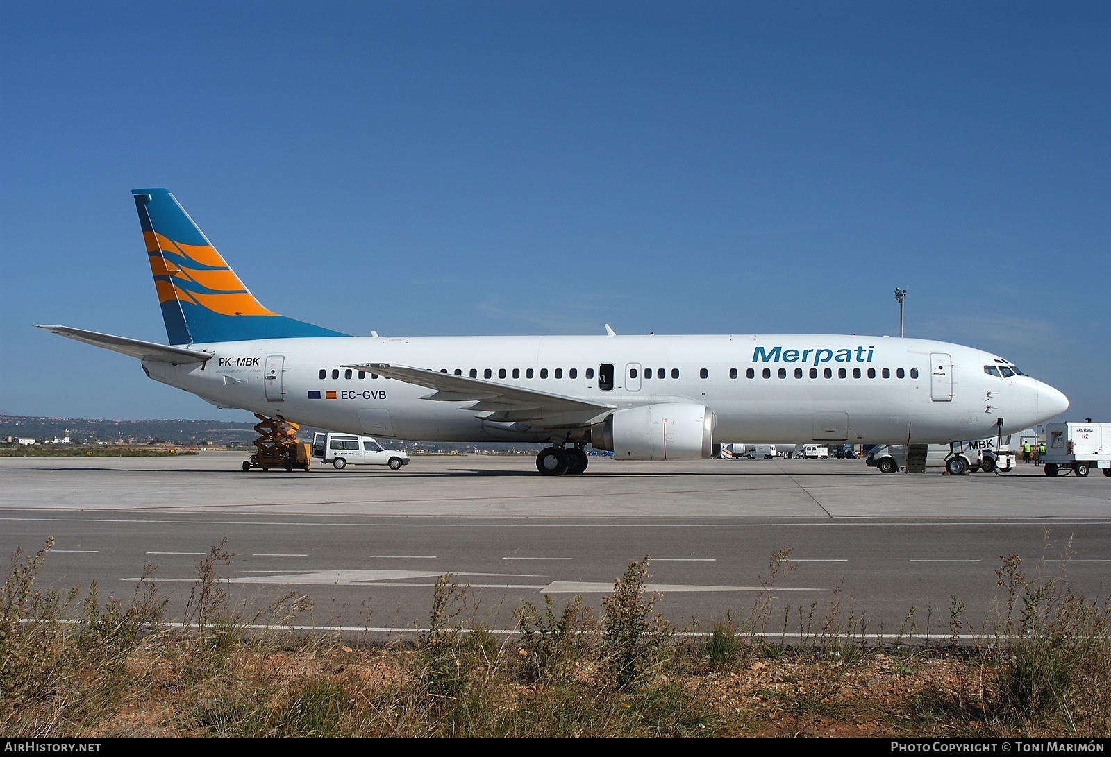 Aircraft Photo of PK-MBK / EC-GVB | Boeing 737-4Y0 | Merpati Nusantara Airlines | AirHistory.net #108430