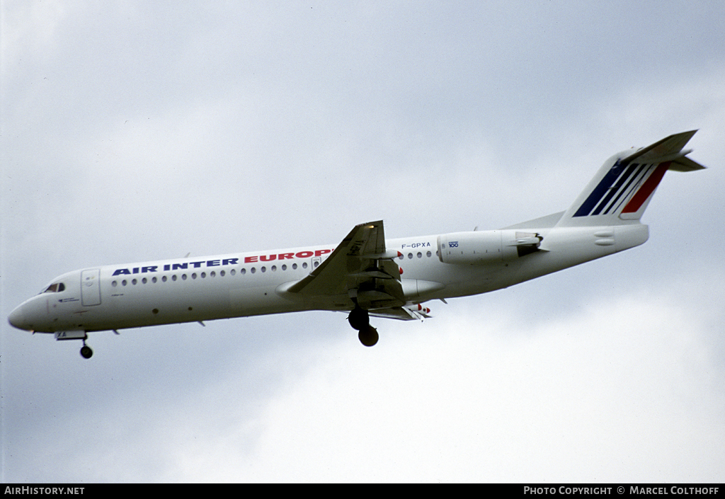 Aircraft Photo of F-GPXA | Fokker 100 (F28-0100) | Air Inter Europe | AirHistory.net #108707