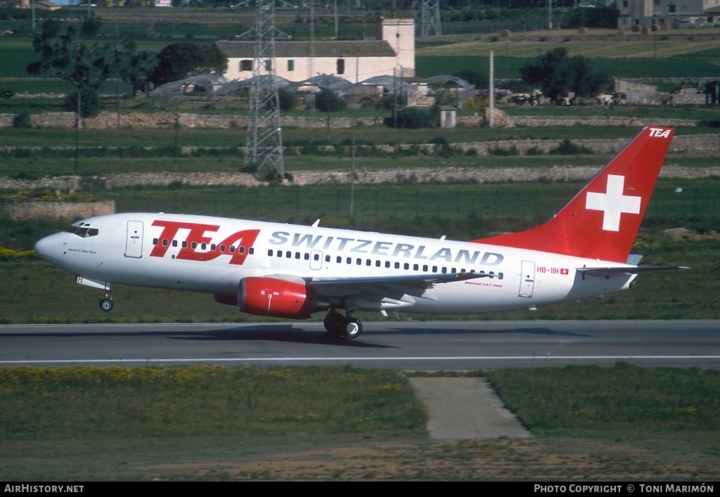 Aircraft Photo of HB-IIH | Boeing 737-7Q8 | TEA Switzerland - Trans European Airways | AirHistory.net #109814