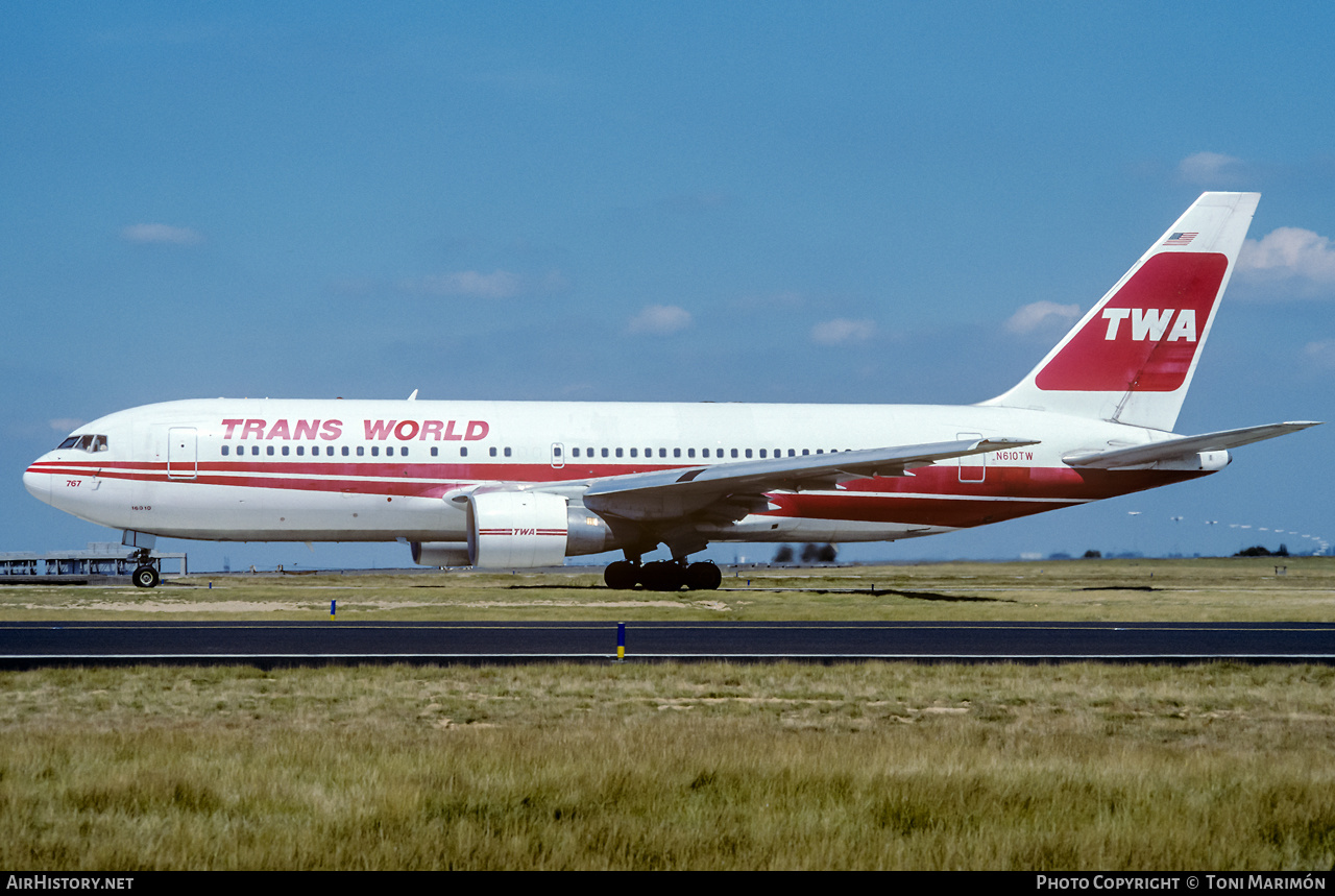 Aircraft Photo of N610TW | Boeing 767-231(ER) | Trans World Airlines - TWA | AirHistory.net #110618
