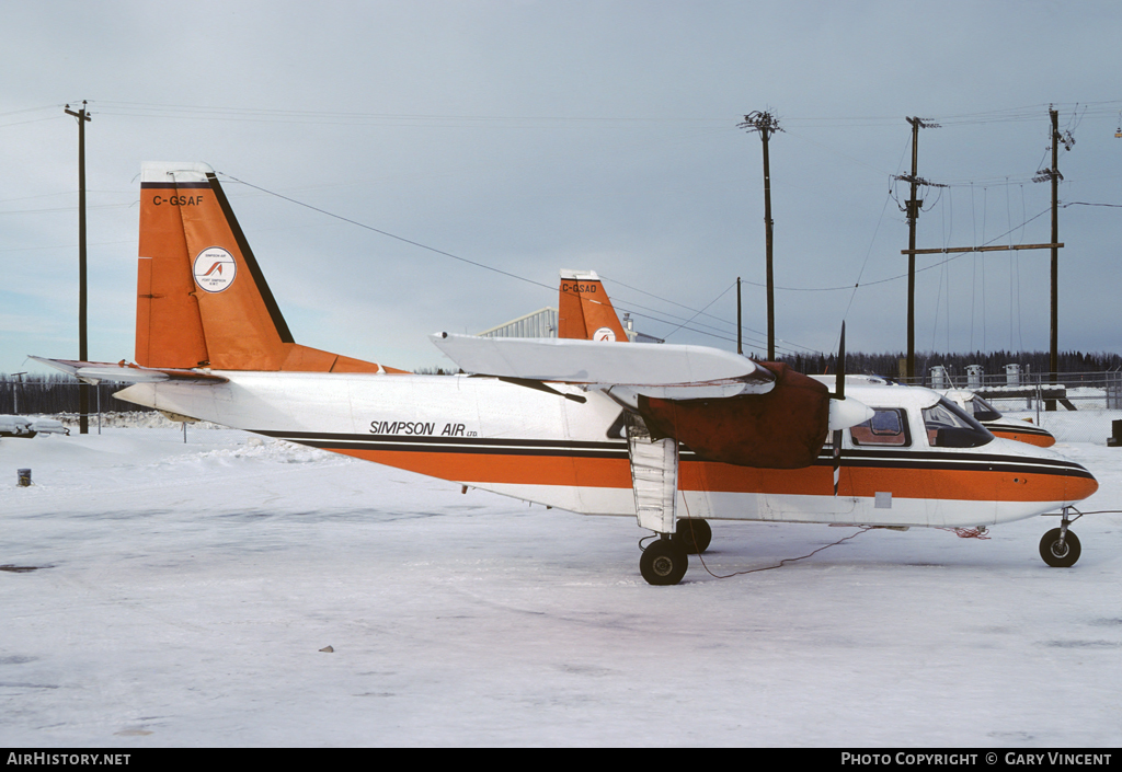 Aircraft Photo of C-GSAF | Britten-Norman BN-2A-27 Islander | Simpson Air | AirHistory.net #111192