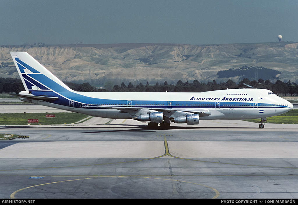 Aircraft Photo of LV-OPA | Boeing 747-287B | Aerolíneas Argentinas | AirHistory.net #113029