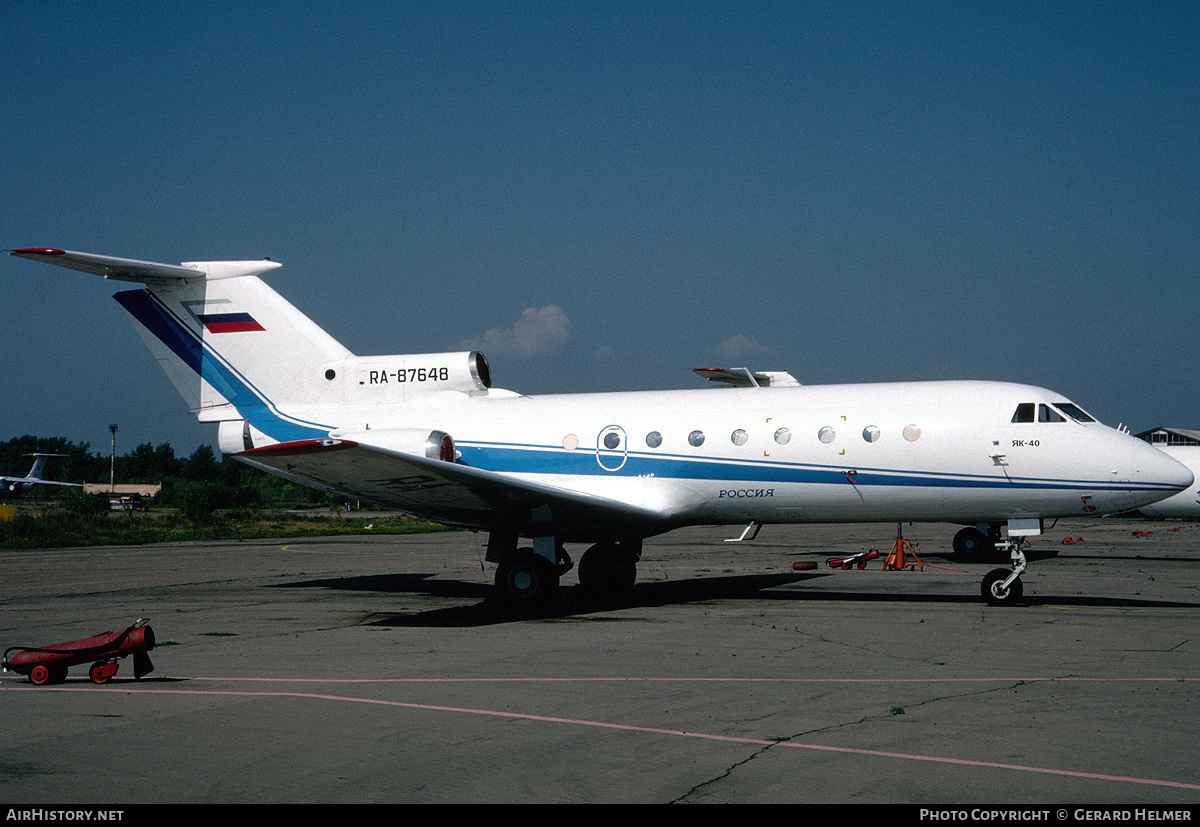 Aircraft Photo of RA-87648 | Yakovlev Yak-40 | Rossiya - Special Flight Detachment | AirHistory.net #113680