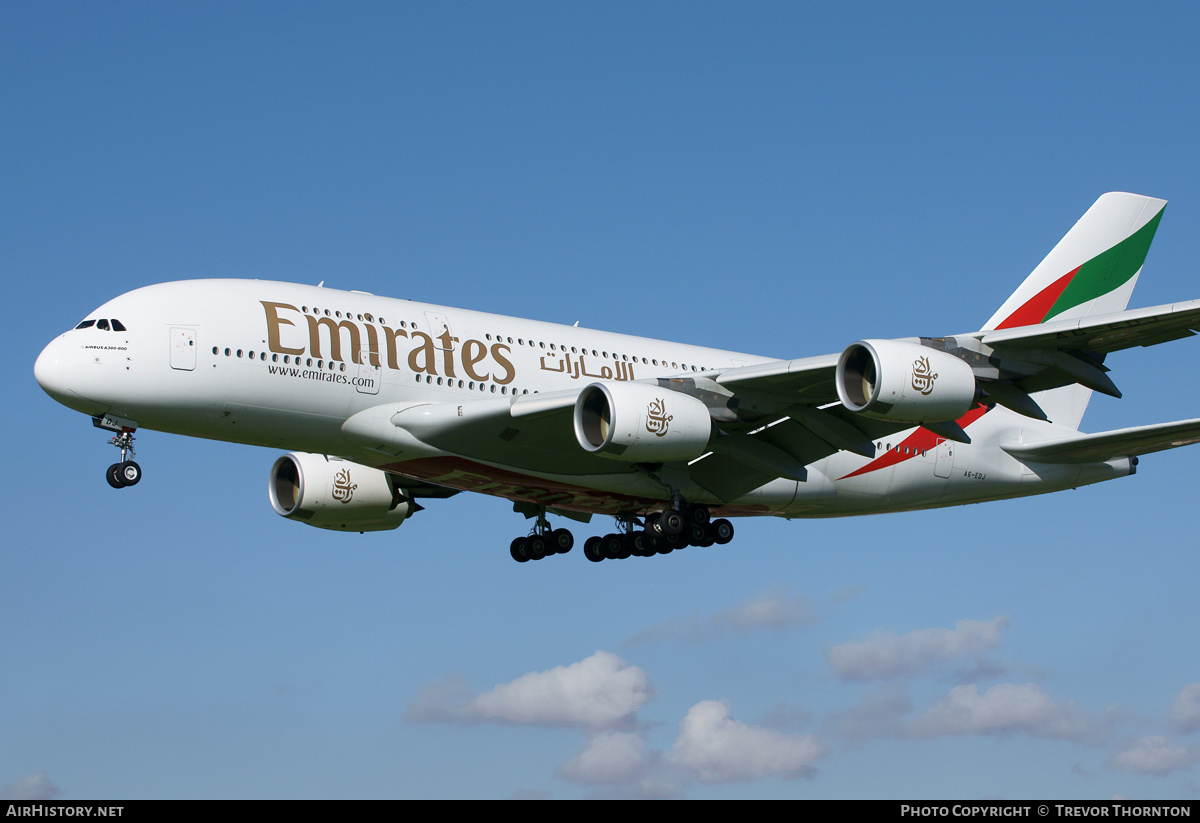 Aircraft Photo of A6-EDJ | Airbus A380-861 | Emirates | AirHistory.net #113846