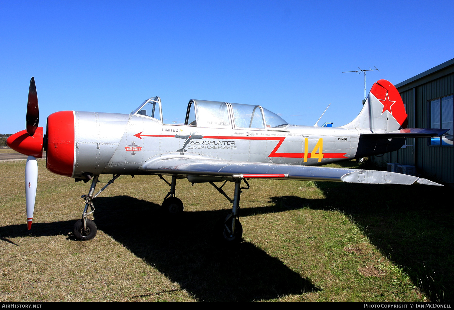Aircraft Photo of VH-FRI / 14 | Yakovlev Yak-52 | Aerohunter Adventure Flights | Soviet Union - Air Force | AirHistory.net #116456