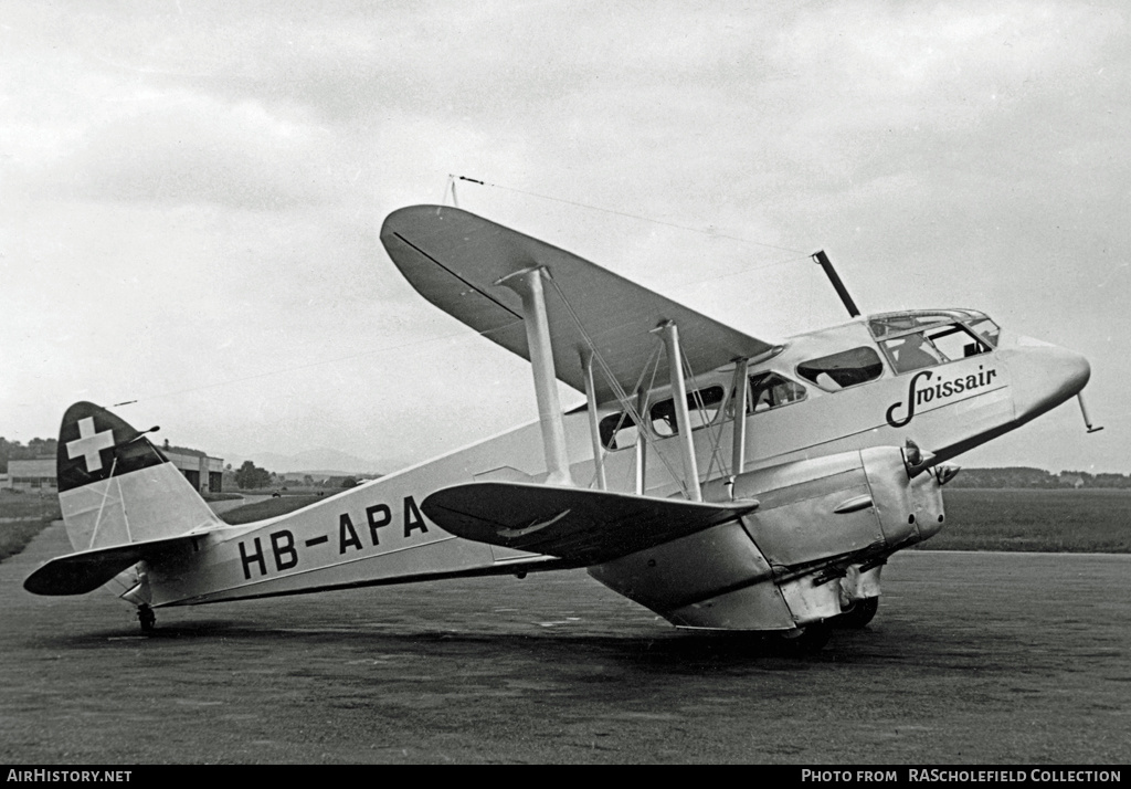 Aircraft Photo of HB-APA | De Havilland D.H. 89 Dragon Rapide | Swissair | AirHistory.net #116583