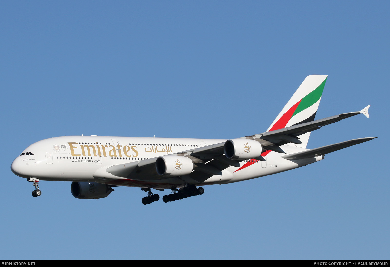 Aircraft Photo of A6-EDQ | Airbus A380-861 | Emirates | AirHistory.net #120255