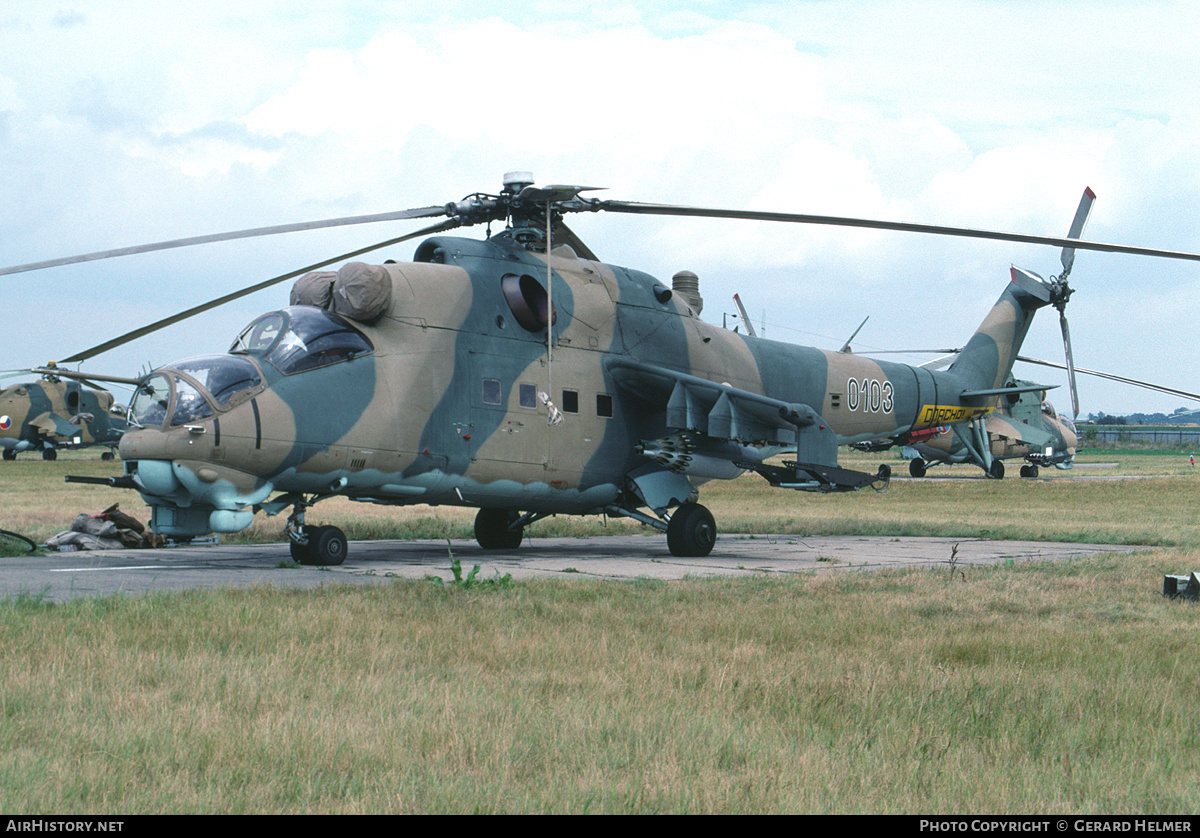 Aircraft Photo of 0103 | Mil Mi-24D | Czechoslovakia - Air Force | AirHistory.net #120727