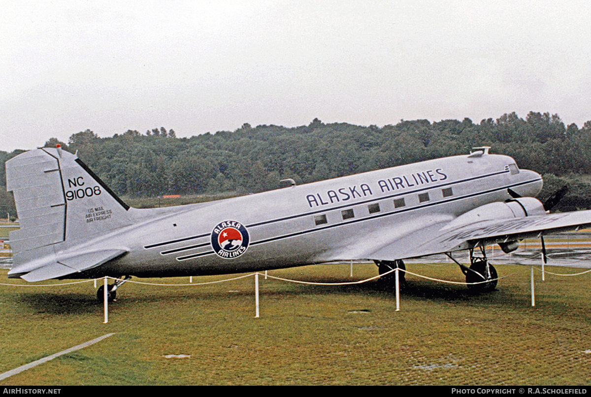 Aircraft Photo of NC91008 | Douglas DC-3(A) | Alaska Airlines | AirHistory.net #121041