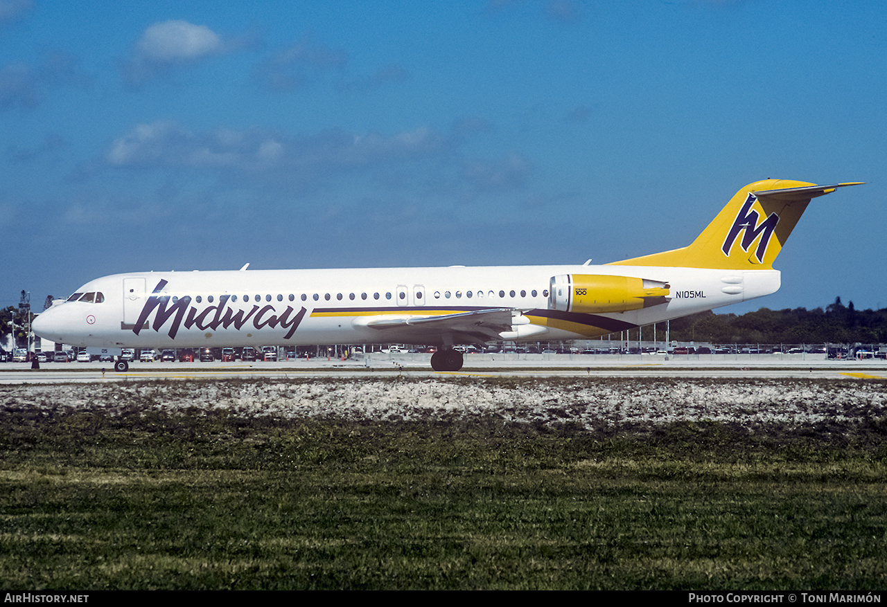 Aircraft Photo of N105ML | Fokker 100 (F28-0100) | Midway Airlines | AirHistory.net #124875