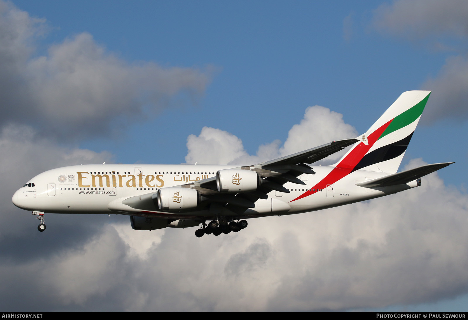 Aircraft Photo of A6-EUS | Airbus A380-842 | Emirates | AirHistory.net #126754