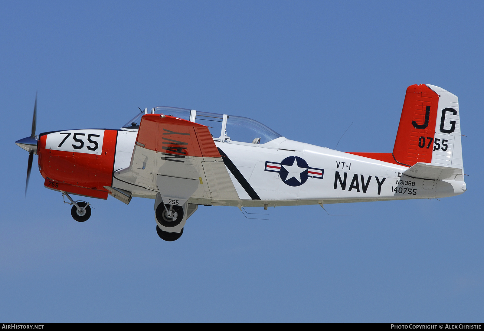Aircraft Photo of N31368 / 140755 | Beech T-34B Mentor | USA - Navy | AirHistory.net #128843