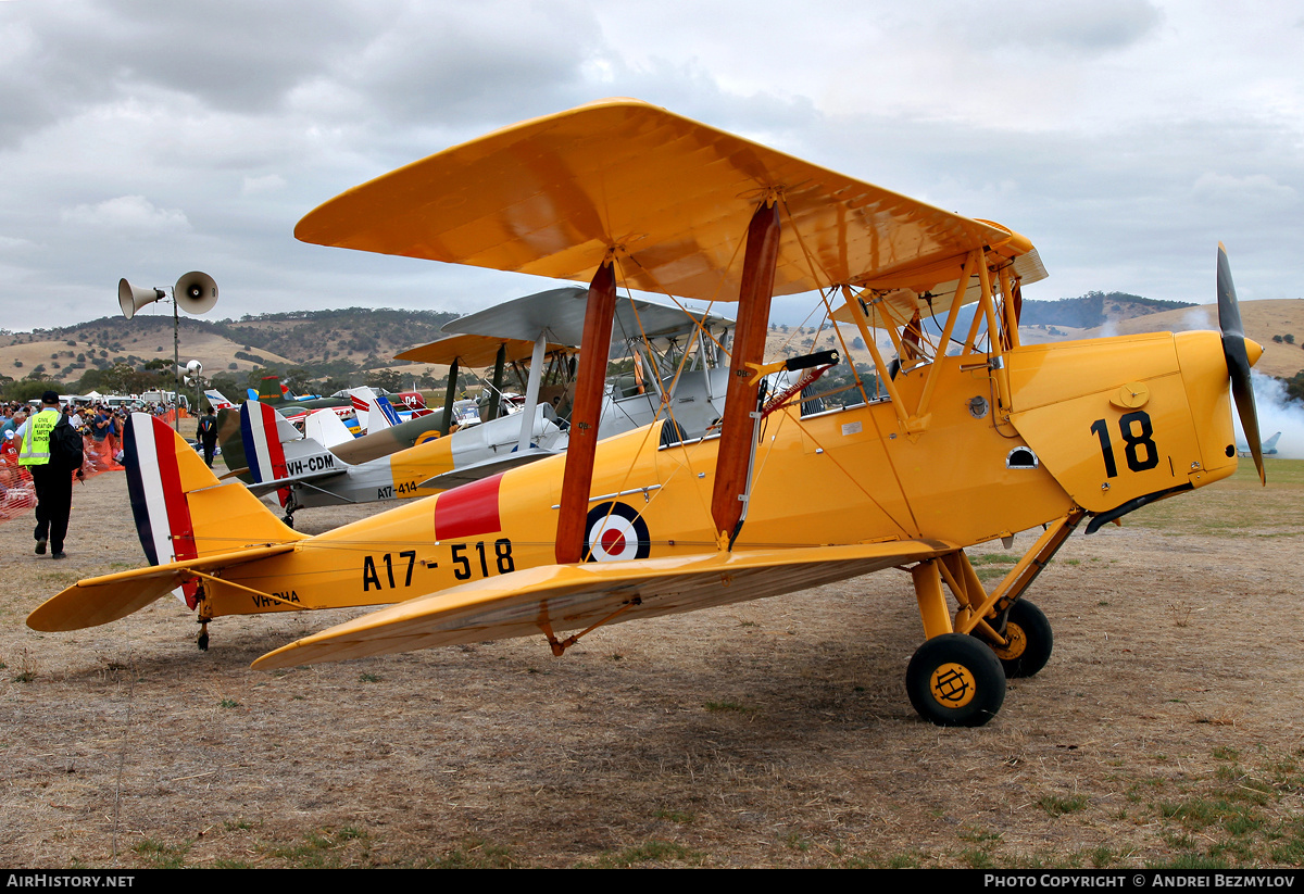 Aircraft Photo of VH-DHA / A17-518 | De Havilland D.H. 82A Tiger Moth | Australia - Air Force | AirHistory.net #128992