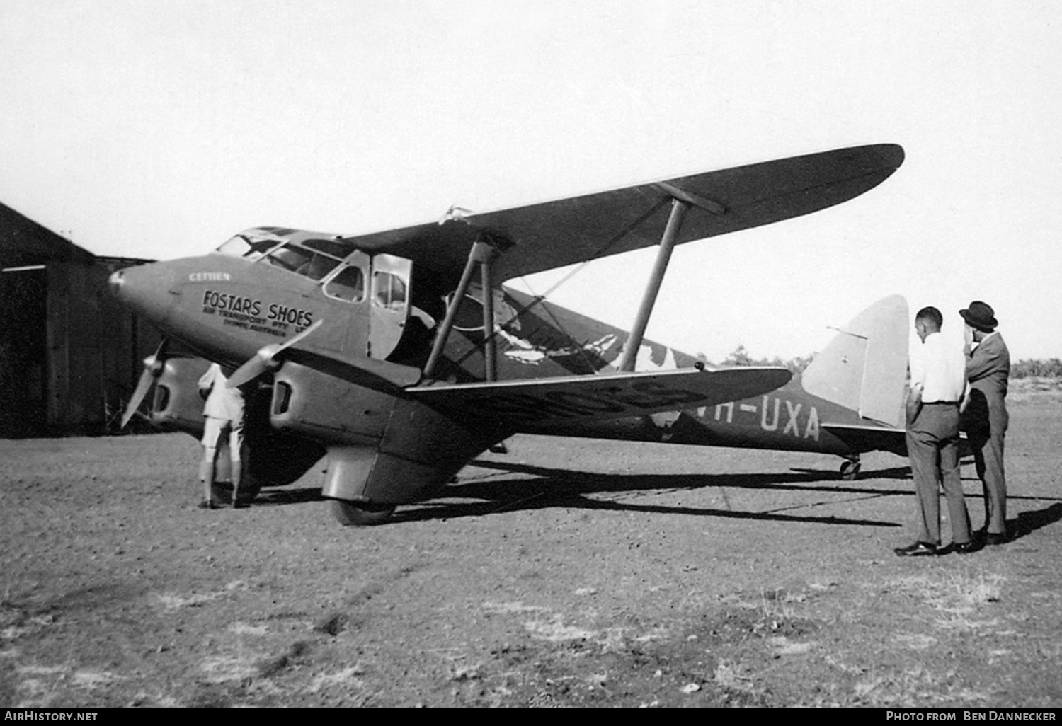 Aircraft Photo of VH-UXA | De Havilland D.H. 90 Dragonfly | Fostar Shoes Air Transport | AirHistory.net #131379