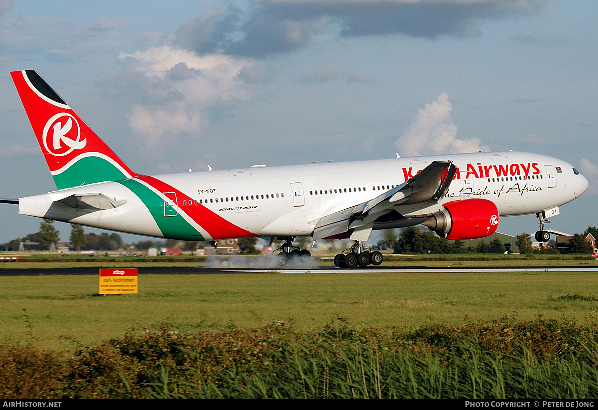 Aircraft Photo of 5Y-KQT | Boeing 777-2U8/ER | Kenya Airways | AirHistory.net #131793