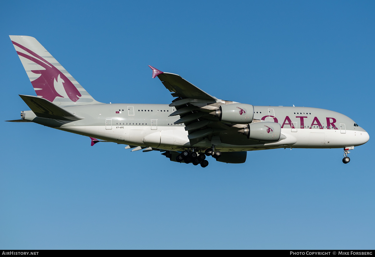 Aircraft Photo of A7-APE | Airbus A380-861 | Qatar Airways | AirHistory.net #134436