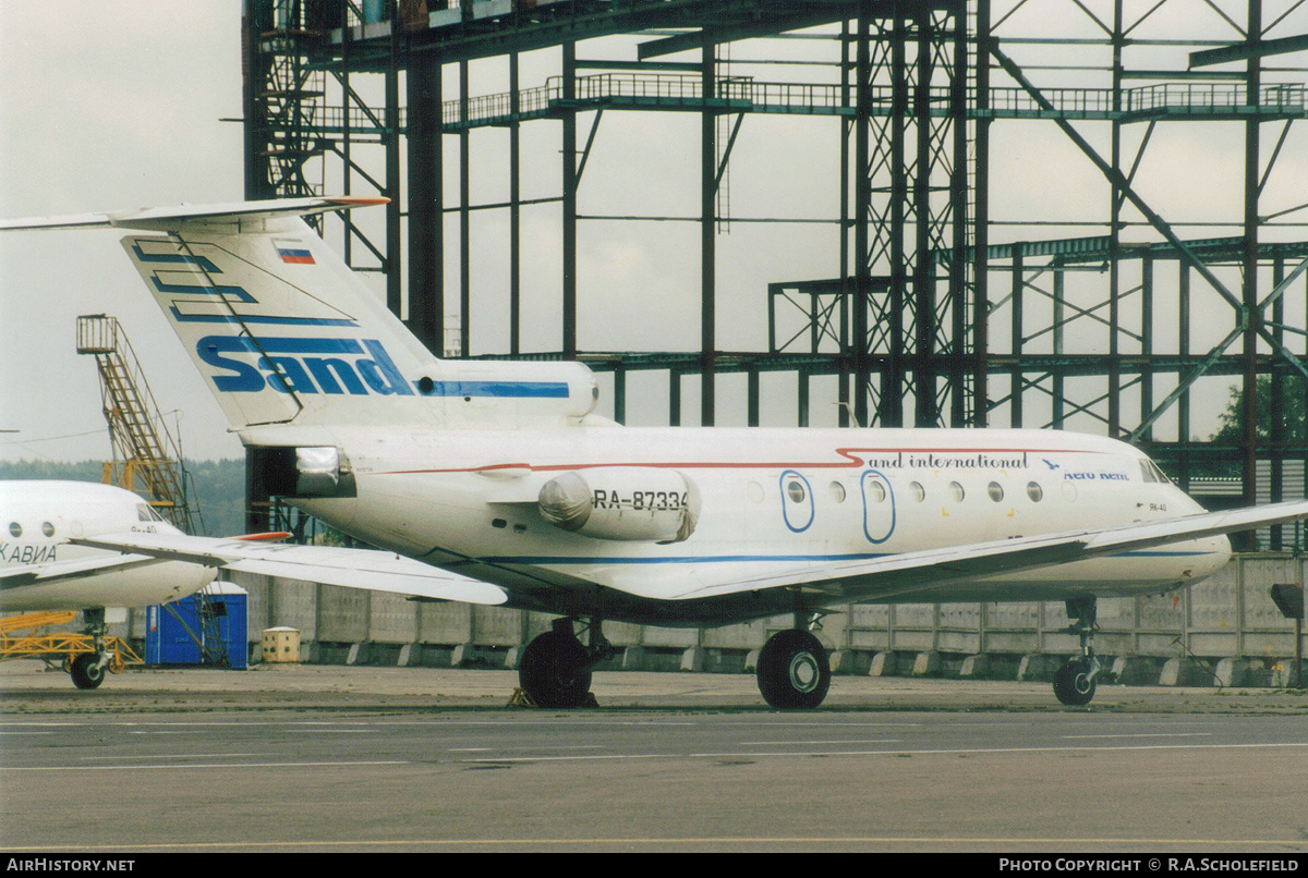 Aircraft Photo of RA-87334 | Yakovlev Yak-40D | Sand International | AirHistory.net #134525