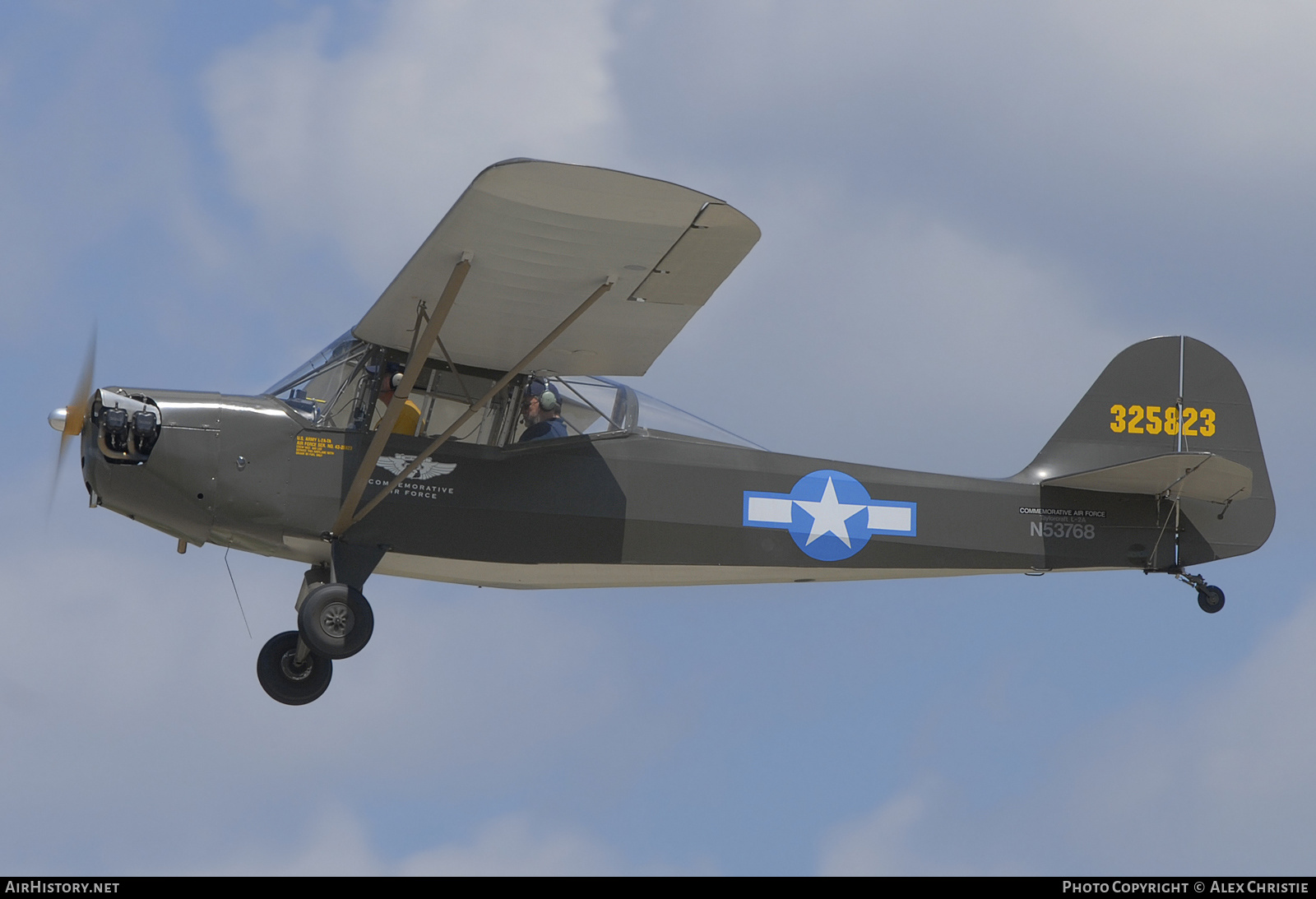 Aircraft Photo of N53768 / 325823 | Taylorcraft L-2 Grasshopper (O-57) | Commemorative Air Force | USA - Air Force | AirHistory.net #135813