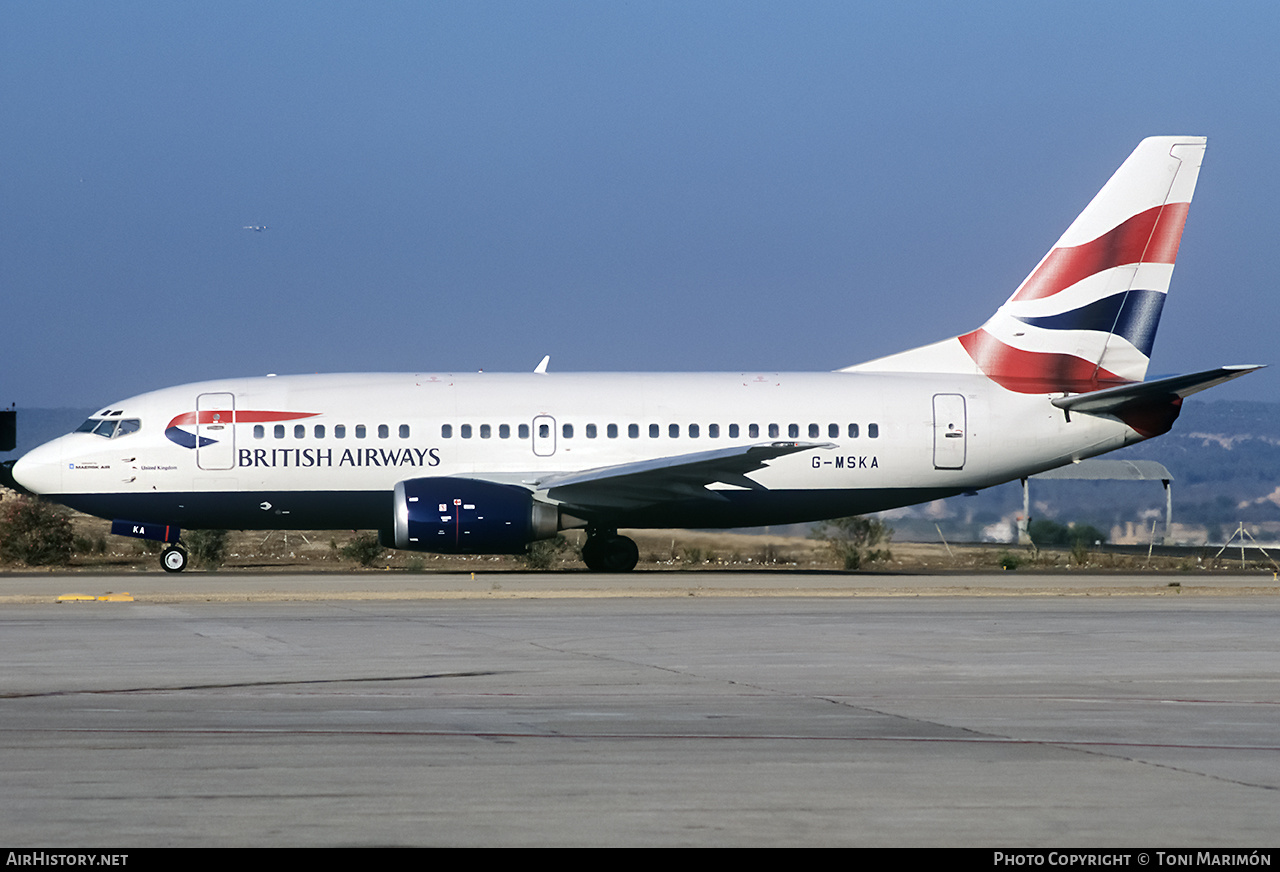 Aircraft Photo of G-MSKA | Boeing 737-5L9 | British Airways | AirHistory.net #136101