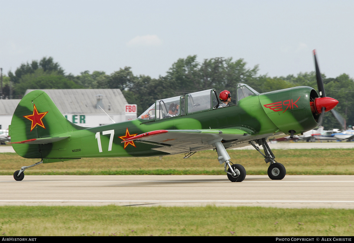 Aircraft Photo of N52DD / 17 white | Yakovlev Yak-52TW | Soviet Union - Air Force | AirHistory.net #136909